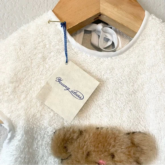 Handmade Baby Bib Apron with Fuzzy Bear - Picture 3 of 4